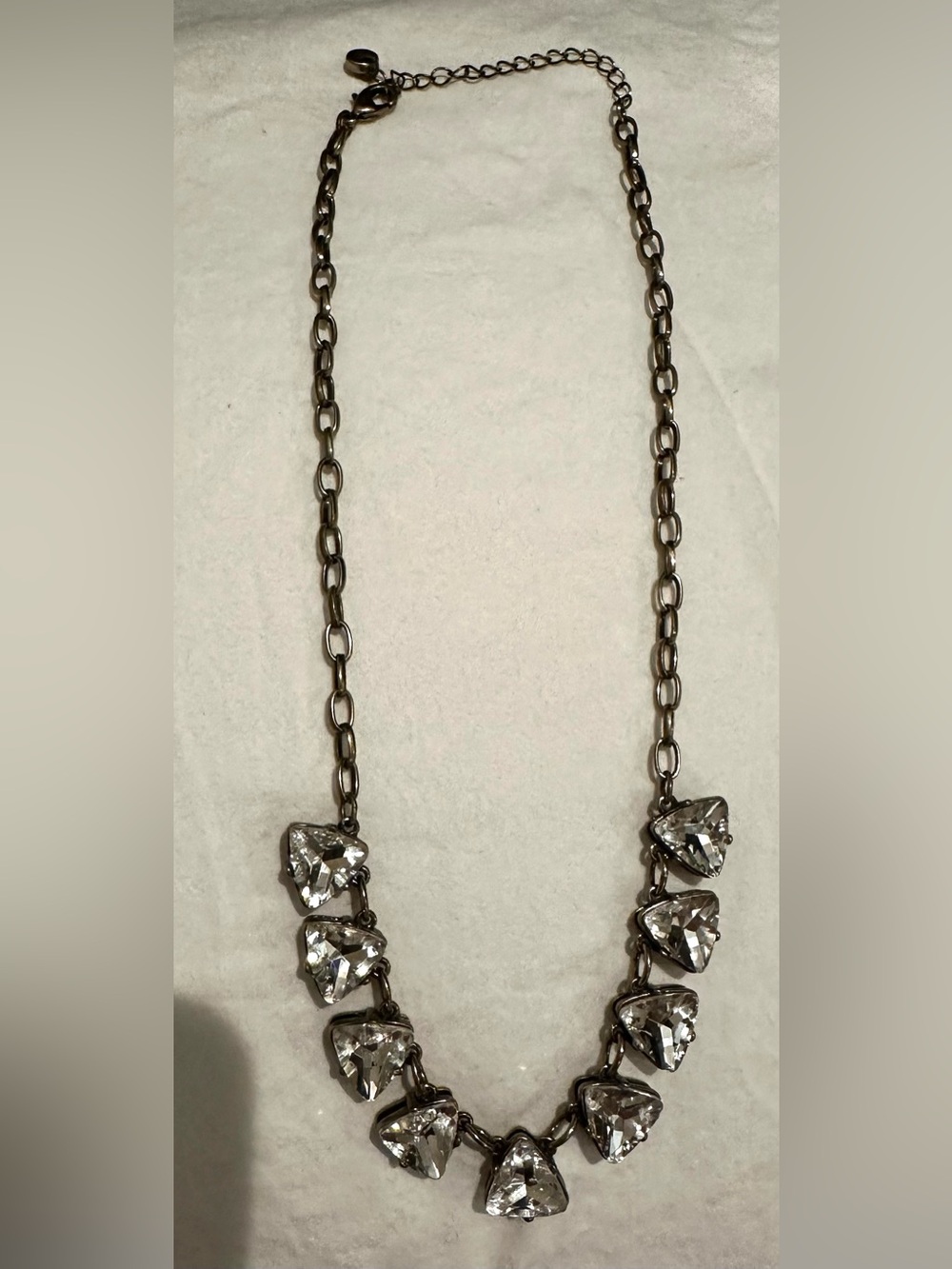 LOFT Crystal Accent Statement Necklace - Silver Tone